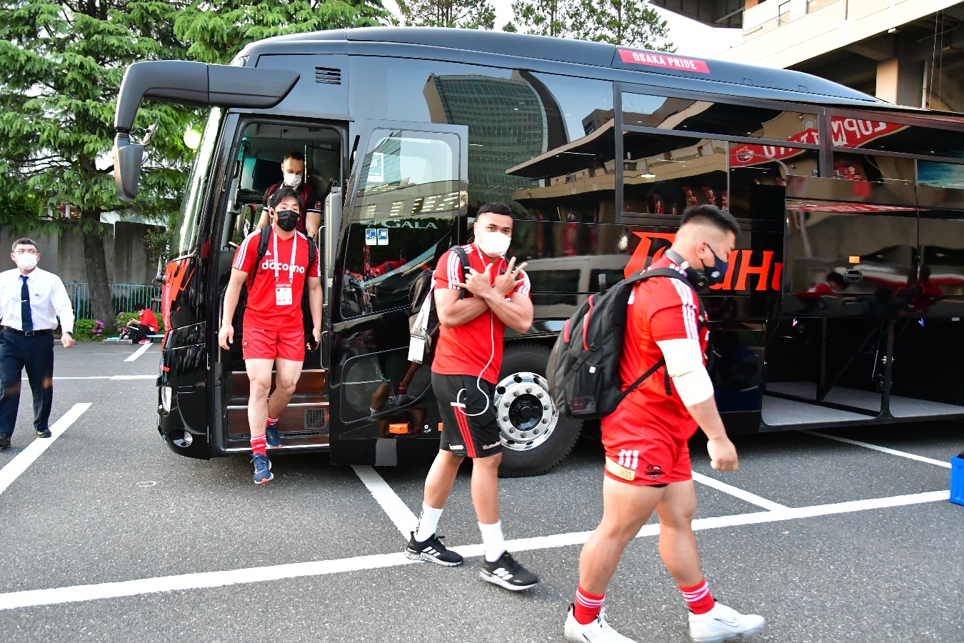 【NJRLO第14節 VS東芝ブレイブルーパス東京】選手バス到着