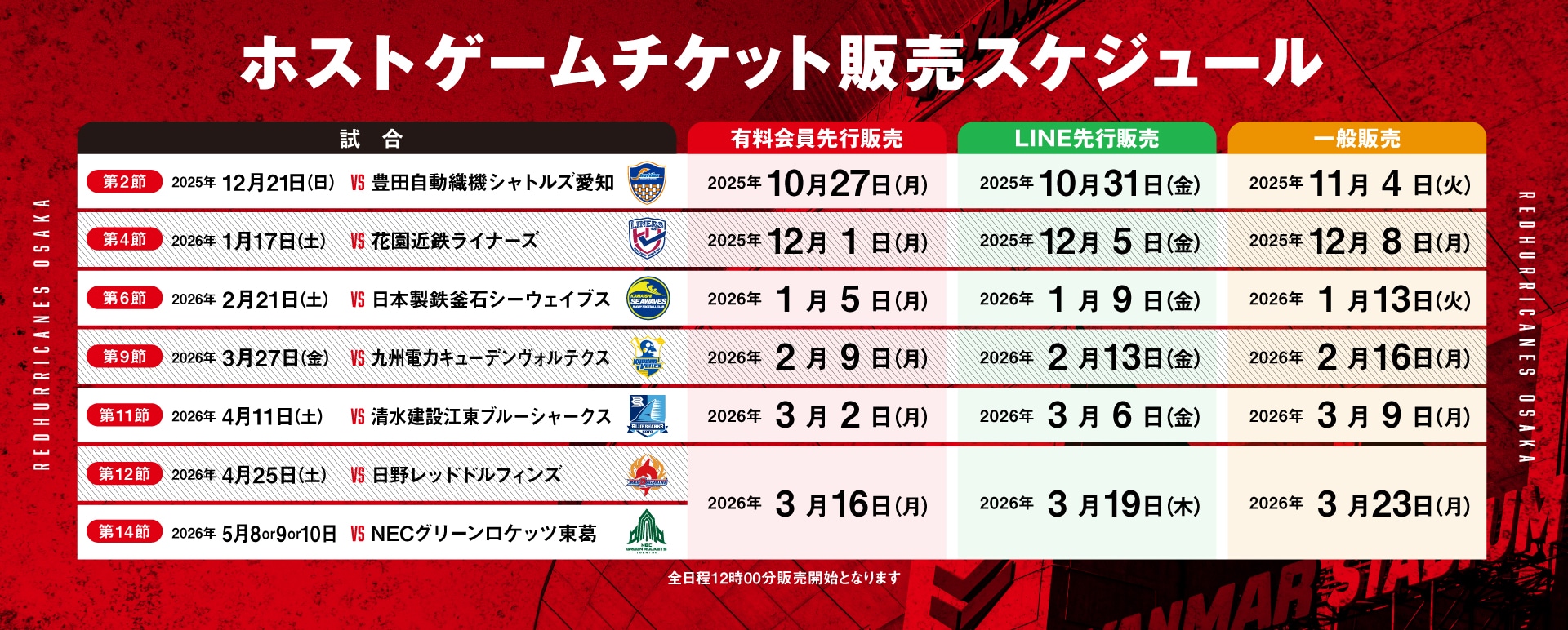 2025-26チケット販売スケジュール