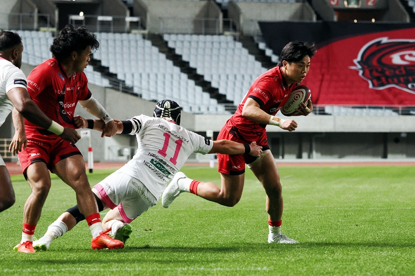 nttレッドハリケーズ　タンクトップ NTT JAPAN RUGBY LEAGUE ONE 2025-26 DIVISION 2 第14節 NECグリーン