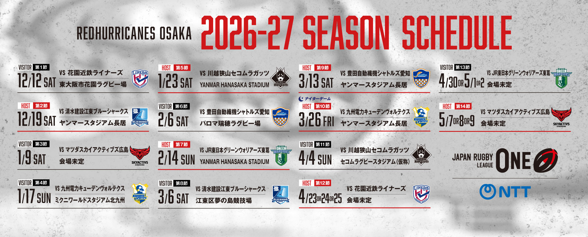 NTT JAPAN RUGBY LEAGUE ONE 2026-27