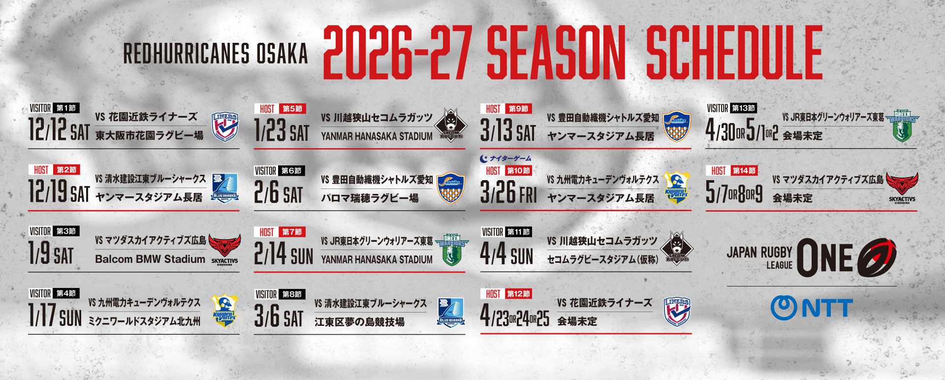 NTT JAPAN RUGBY LEAGUE ONE 2026-27